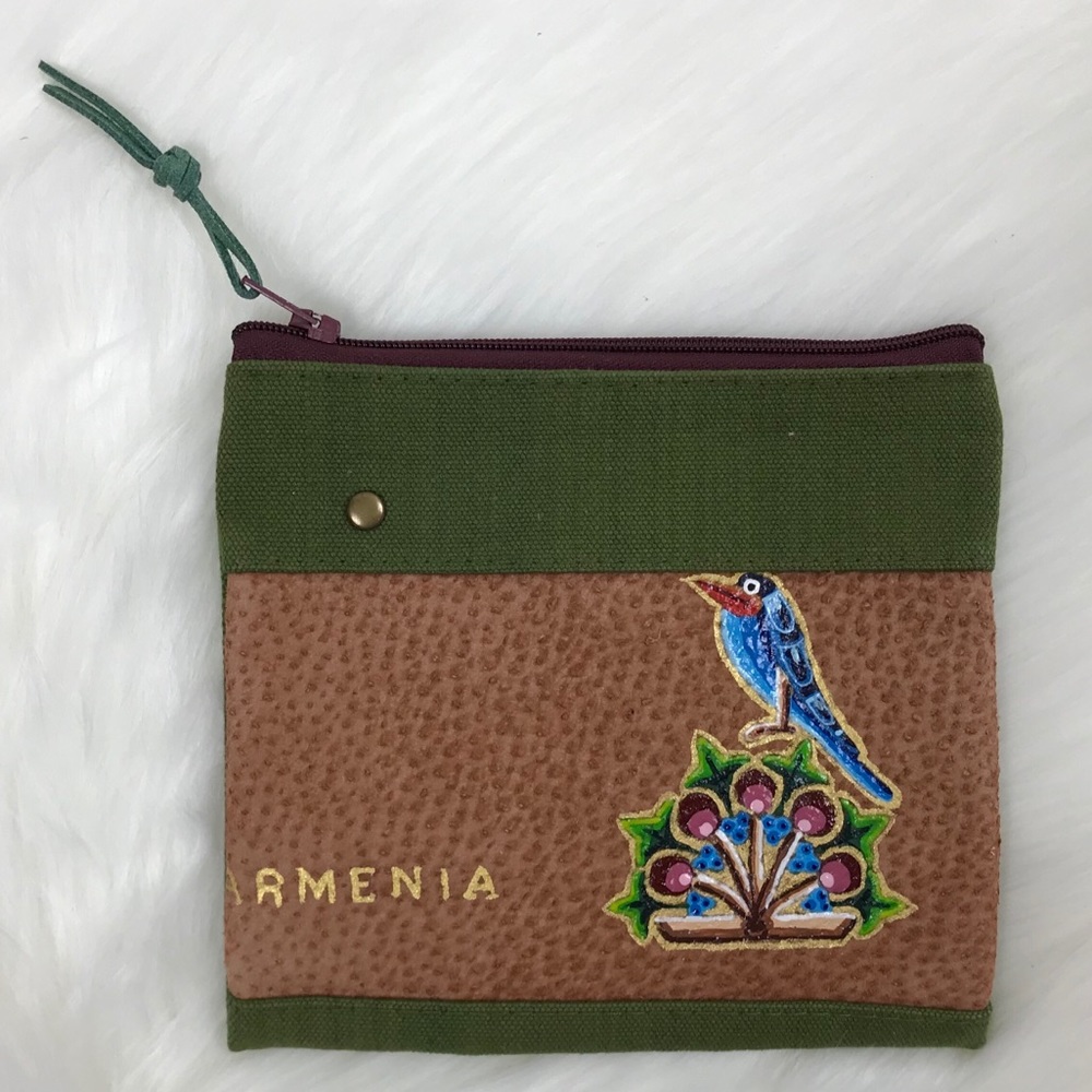 Handmade leather Porte-monnaie acrylic pai…